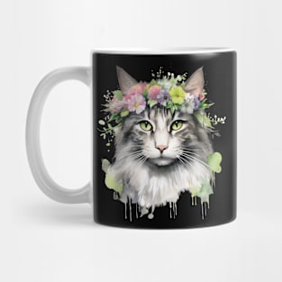Cat Flowers Water Color Cat Mom Mother's Day Gift Idea Mug